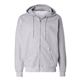 aerial view a light steel hanes 9.7 oz ultimate cotton(r) 90/10 full - zip hood, image 1 of 3