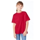 a deep red hanes 5.2 oz comfortsoft(r) cotton t - shirt - 5480