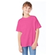 a wow pink hanes 5.2 oz comfortsoft(r) cotton t - shirt - 5480