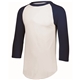 a white/ navy augusta sportswear adult 3/4- sleeve baseball jersey