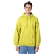 aerial view a yellow hanes 7.8 oz ecosmart(r) 50/50 pullover hood - p170, image 1 of 3