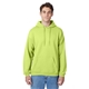 aerial view a safety green hanes 7.8 oz ecosmart(r) 50/50 pullover hood - p170, image 1 of 3