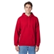 aerial view a deep red hanes 7.8 oz ecosmart(r) 50/50 pullover hood - p170, image 1 of 4