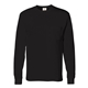 aerial view a black hanes 6.1 oz tagless(r) long - sleeve pocket t - shirt - 5596, image 1 of 3