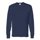 aerial view a navy hanes 6.1 oz tagless(r) long - sleeve pocket t - shirt - 5596, image 1 of 3