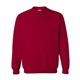 aerial view a cardinal red gildan(r) heavy blend(tm) adult 8 oz, 50/50 fleece crew - g18000, image 1 of 3