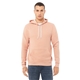 aerial view a peach bella + canvas unisex sponge fleece pullover hoodie - 3719, image 1 of 7