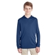 aerial view a sport dark navy team 365 youth zone performance hoodie, image 1 of 4