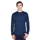 aerial view a sport dark navy team 365 mens zone performance long - sleeve t - shirt, image 1 of 7