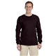 aerial view a dark chocolate gildan(r) ultra cotton(r) 6 oz long - sleeve t - shirt - g2400, image 1 of 5