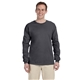 aerial view a dark heather gildan(r) ultra cotton(r) 6 oz long - sleeve t - shirt - g2400, image 1 of 5
