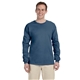 aerial view a indigo blue gildan(r) ultra cotton(r) 6 oz long - sleeve t - shirt - g2400, image 1 of 5