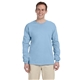 aerial view a light blue gildan(r) ultra cotton(r) 6 oz long - sleeve t - shirt - g2400, image 1 of 5
