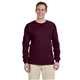 aerial view a maroon gildan(r) ultra cotton(r) 6 oz long - sleeve t - shirt - g2400, image 1 of 5