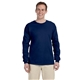 aerial view a navy gildan(r) ultra cotton(r) 6 oz long - sleeve t - shirt - g2400, image 1 of 5