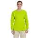 aerial view a safety green gildan(r) ultra cotton(r) 6 oz long - sleeve t - shirt - g2400, image 1 of 5