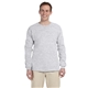 aerial view a ash grey gildan(r) ultra cotton(r) 6 oz long - sleeve t - shirt - g2400, image 1 of 5