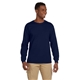 aerial view a navy gildan(r) ultra cotton(r) 6 oz long - sleeve pocket t - shirt - g2410, image 1 of 5
