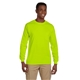 aerial view a safety green gildan(r) ultra cotton(r) 6 oz long - sleeve pocket t - shirt - g2410, image 1 of 5