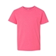 aerial view a safety pink gildan heavy cotton(tm) youth t - shirt, image 1 of 3