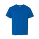 aerial view a neon blue gildan heavy cotton(tm) youth t - shirt, image 1 of 3