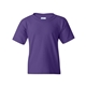 aerial view a purple gildan heavy cotton(tm) youth t - shirt, image 1 of 3