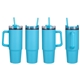 aerial view a aqua blue octava 30 oz stainless steel / polypropylene mug, image 1 of 2