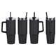aerial view a black octava 30 oz stainless steel / polypropylene mug, image 1 of 2