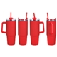 aerial view a red octava 30 oz stainless steel / polypropylene mug, image 1 of 2