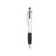aerial view a silver with black 3- in - one pen with stylus, image 1 of 3