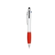 aerial view a silver with red 3- in - one pen with stylus, image 1 of 3