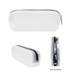 aerial view a clear with black zipper sleek silicone pouch, image 1 of 2