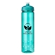 aerial view a translucent aqua with aqua push-pull lid polysure(tm) euro body ice ready bottle 24 oz, image 1 of 2
