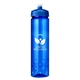 aerial view a translucent blue with blue push-pull lid polysure(tm) euro body ice ready bottle 24 oz, image 1 of 2