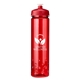 aerial view a translucent red with red push-pull lid polysure(tm) euro body ice ready bottle 24 oz, image 1 of 2