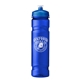aerial view a translucent blue with blue push-pull lid 24 oz polysure(tm) jetstream bottle, image 1 of 4