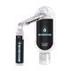 aerial view a group of 1.9 oz clear sanitizer with carabiner attached to spf 15 lip balm, image 3 of 6