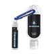 aerial view a group of 1.9 oz clear sanitizer with carabiner attached to spf 15 lip balm, image 4 of 6