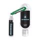aerial view a group of 1.9 oz clear sanitizer with carabiner attached to spf 15 lip balm, image 5 of 6