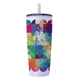 aerial view a glossy white koozie(r) built - in straw vacuum tumbler - 30 oz, image 1 of 8