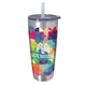 aerial view a silver koozie(r) built - in straw vacuum tumbler - 30 oz, image 1 of 6