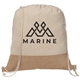 aerial view a natural 7501 rio(tm) drawstring bag - 5 oz recycled cotton blend with jute, image 1 of 4
