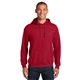 aerial view a cherry red gildan(r) - heavy blend(tm) hooded sweatshirt, image 1 of 6