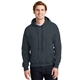 aerial view a dark heather gildan(r) - heavy blend(tm) hooded sweatshirt, image 1 of 6