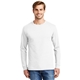 aerial view a white hanes(r) - tagless(r) 100 cotton long sleeve t - shirt - 5586, image 1 of 6
