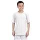aerial view a white gildan(r) performance(r) youth 5 oz t - shirt, image 1 of 5