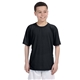 aerial view a black gildan(r) performance(r) youth 5 oz t - shirt, image 1 of 5