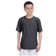 aerial view a charcoal gildan(r) performance(r) youth 5 oz t - shirt, image 1 of 5