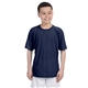 aerial view a navy gildan(r) performance(r) youth 5 oz t - shirt, image 1 of 4