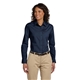 aerial view a navy harriton(r) 3.1 oz essential poplin, image 1 of 4